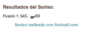 Número de teléfono del ganador del sorteo bm