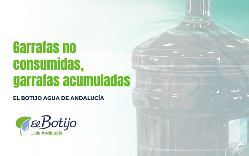 Garrafas de agua no consumidas, garrafas acumuladas